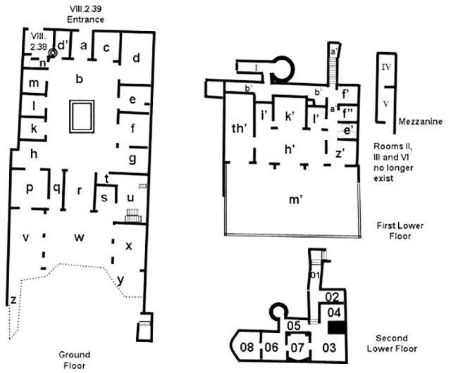 VIII.2.39 Pompeii. Casa di Guiseppe II or Casa di fusco or House of Emperor Joseph II
Room Plan